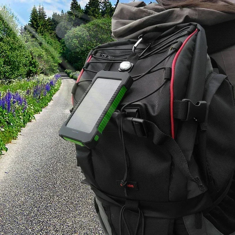 100000mAh Solar Power Bank External Battery Portable Charger Waterproof Powerbank W/ SOS Flashlight for IPhone Xiaomi Huawei