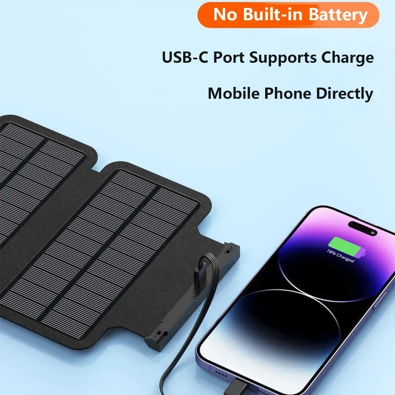 Hand Crank Solar Power Bank 20000mAh with Cable Light Folding Solar Panel Wireless Charger Powerbank for iPhone 17 Xiaomi Huawei