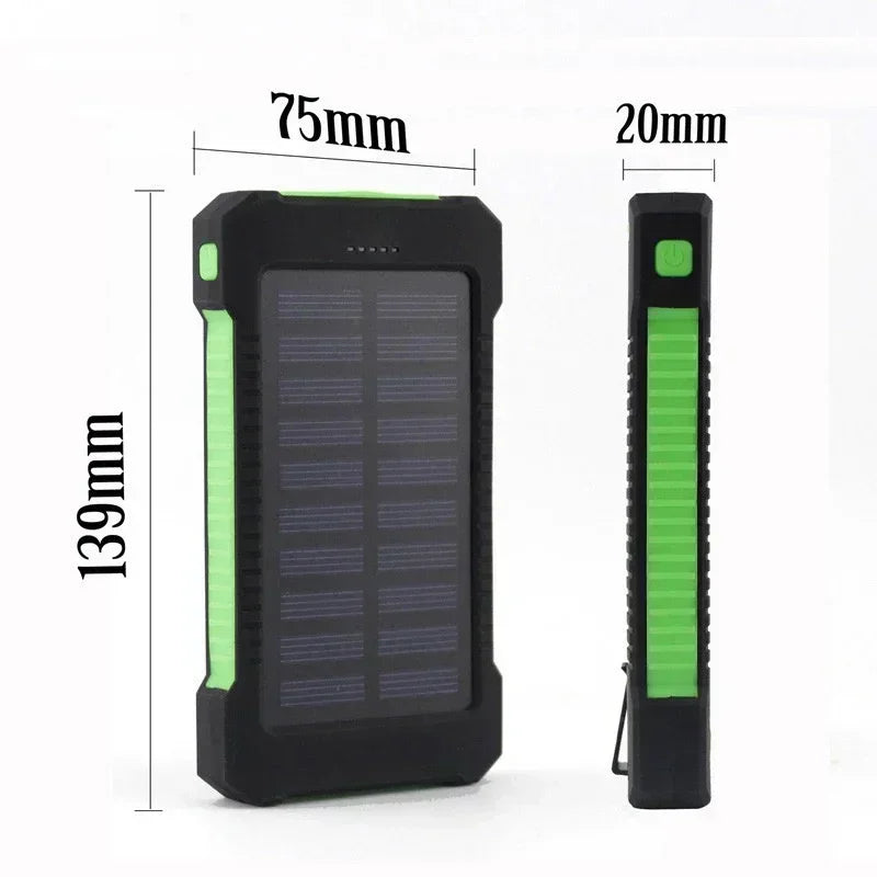100000mAh Solar Power Bank External Battery Portable Charger Waterproof Powerbank W/ SOS Flashlight for IPhone Xiaomi Huawei