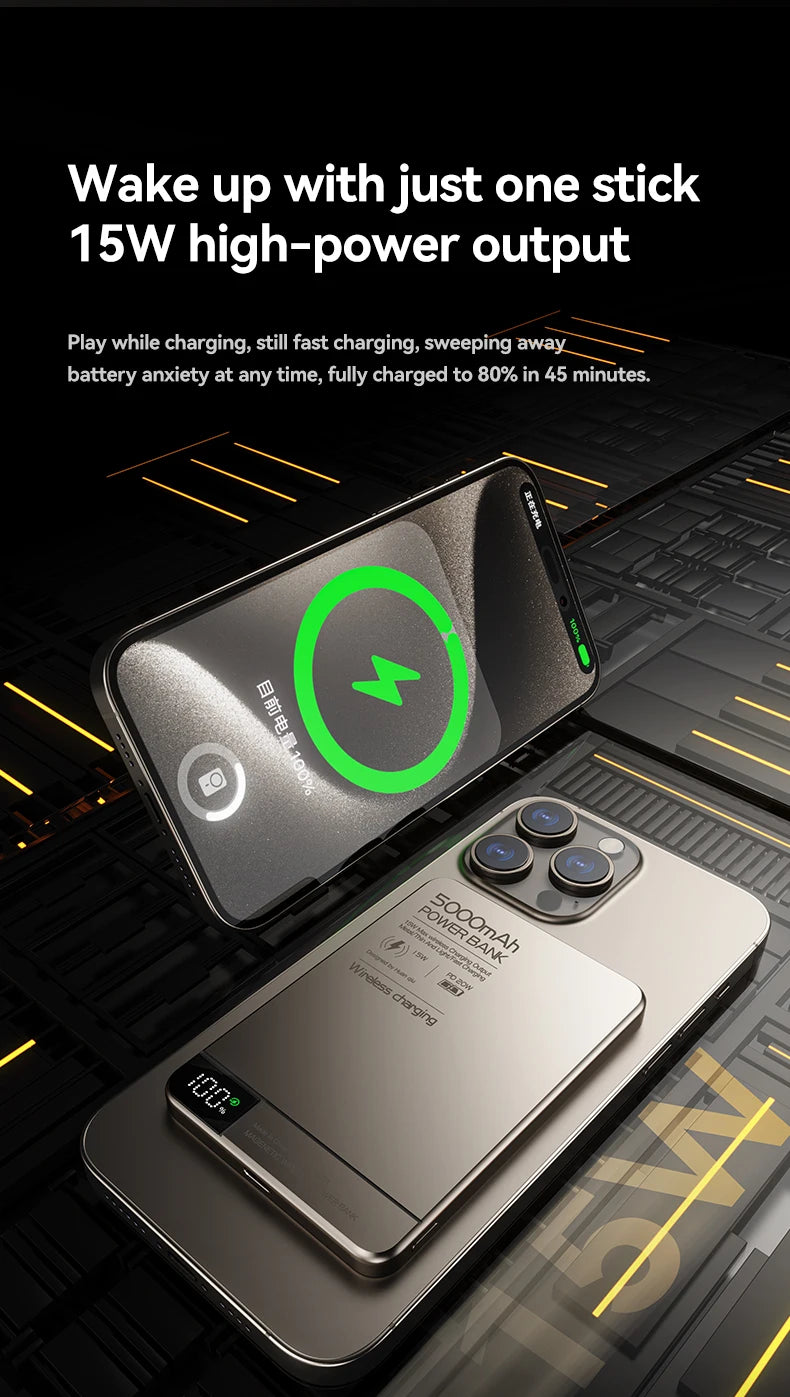 Travel Portable Wireless Magnetic Power Bank Fast Charging Ultra Capacity Digital External Battery PowerBank For Magsafe IPhone