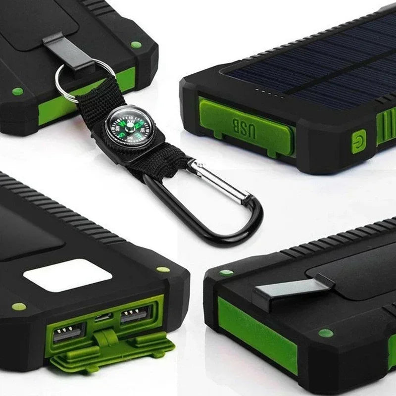100000mAh Solar Power Bank External Battery Portable Charger Waterproof Powerbank W/ SOS Flashlight for IPhone Xiaomi Huawei