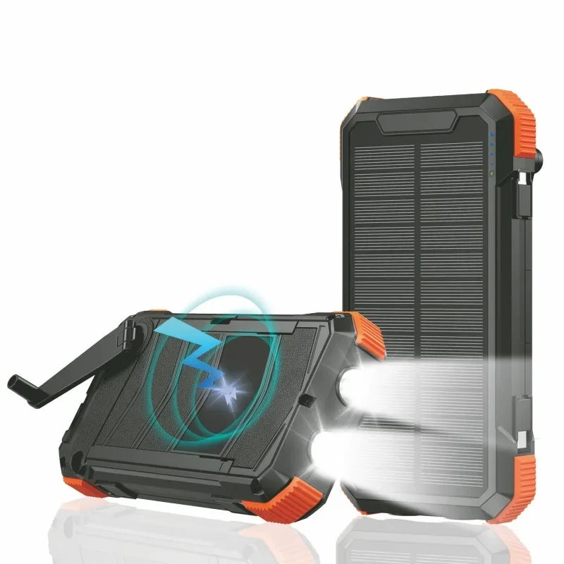 Hand Crank Solar Power Bank 20000mAh with Cable Light Folding Solar Panel Wireless Charger Powerbank for iPhone 17 Xiaomi Huawei