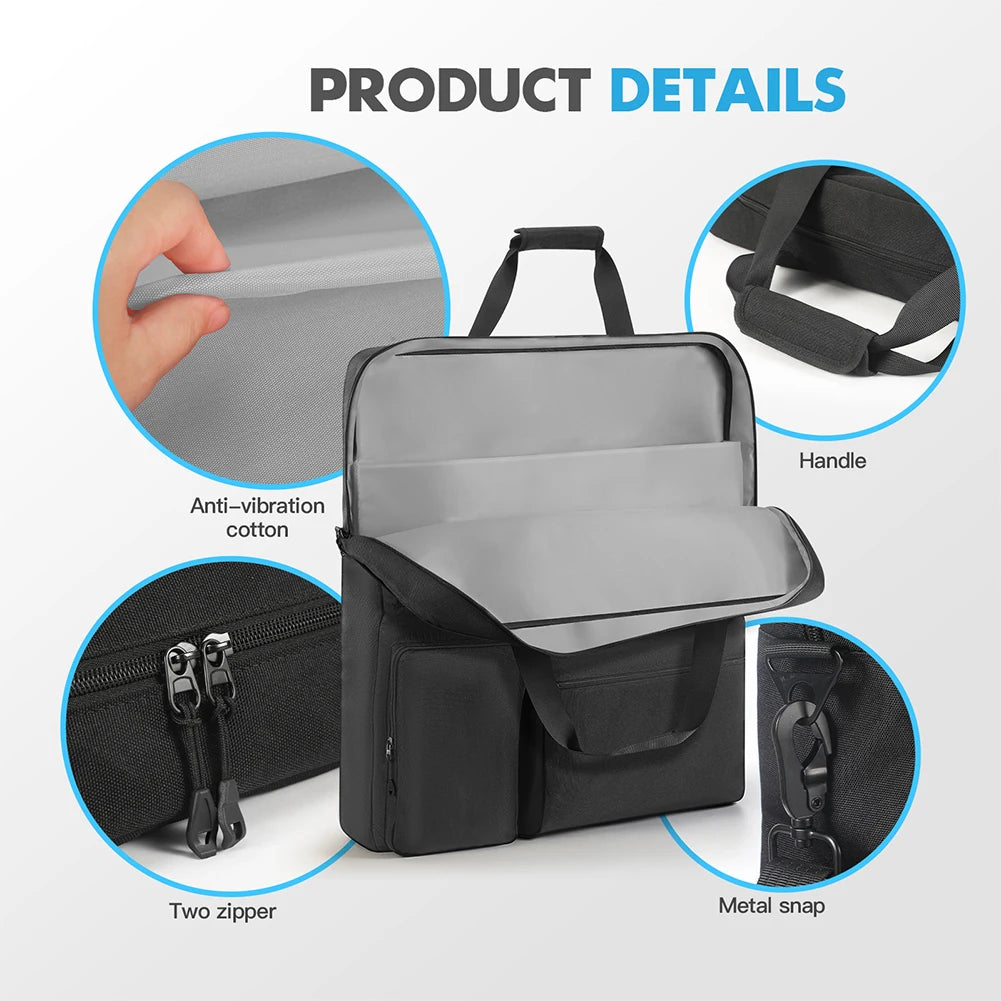 Solar Panel Storage Bags Large Capacity Padded Travel Solar Panel Organizer Multi-Pocket for Portable Solar/BLUETTI 100W & 200W