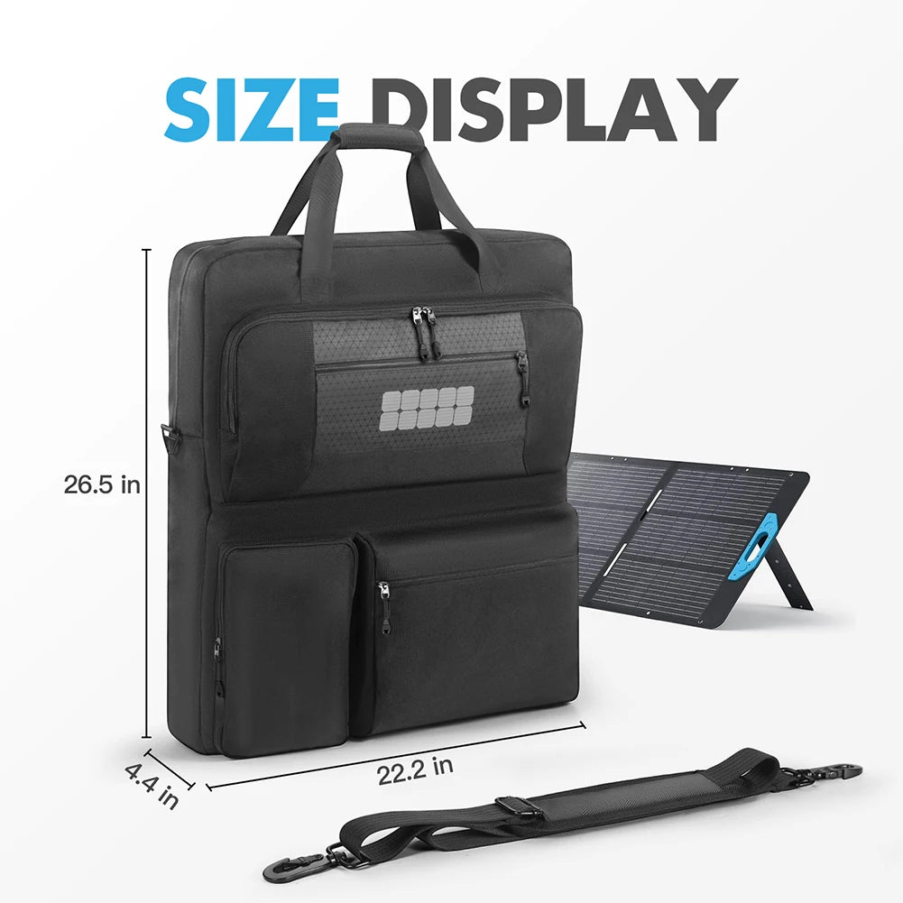 Solar Panel Storage Bags Large Capacity Padded Travel Solar Panel Organizer Multi-Pocket for Portable Solar/BLUETTI 100W & 200W