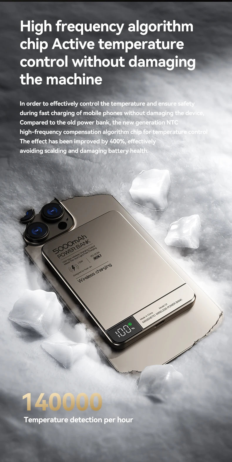 Travel Portable Wireless Magnetic Power Bank Fast Charging Ultra Capacity Digital External Battery PowerBank For Magsafe IPhone