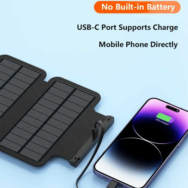 Hand Crank Solar Power Bank 20000mAh with Cable Light Folding Solar Panel Wireless Charger Powerbank for iPhone 17 Xiaomi Huawei