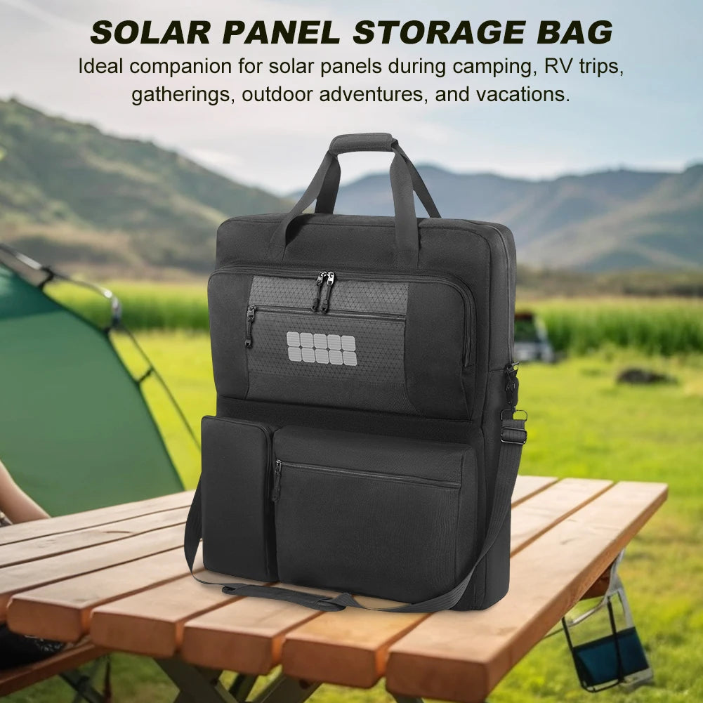 Solar Panel Storage Bags Large Capacity Padded Travel Solar Panel Organizer Multi-Pocket for Portable Solar/BLUETTI 100W & 200W
