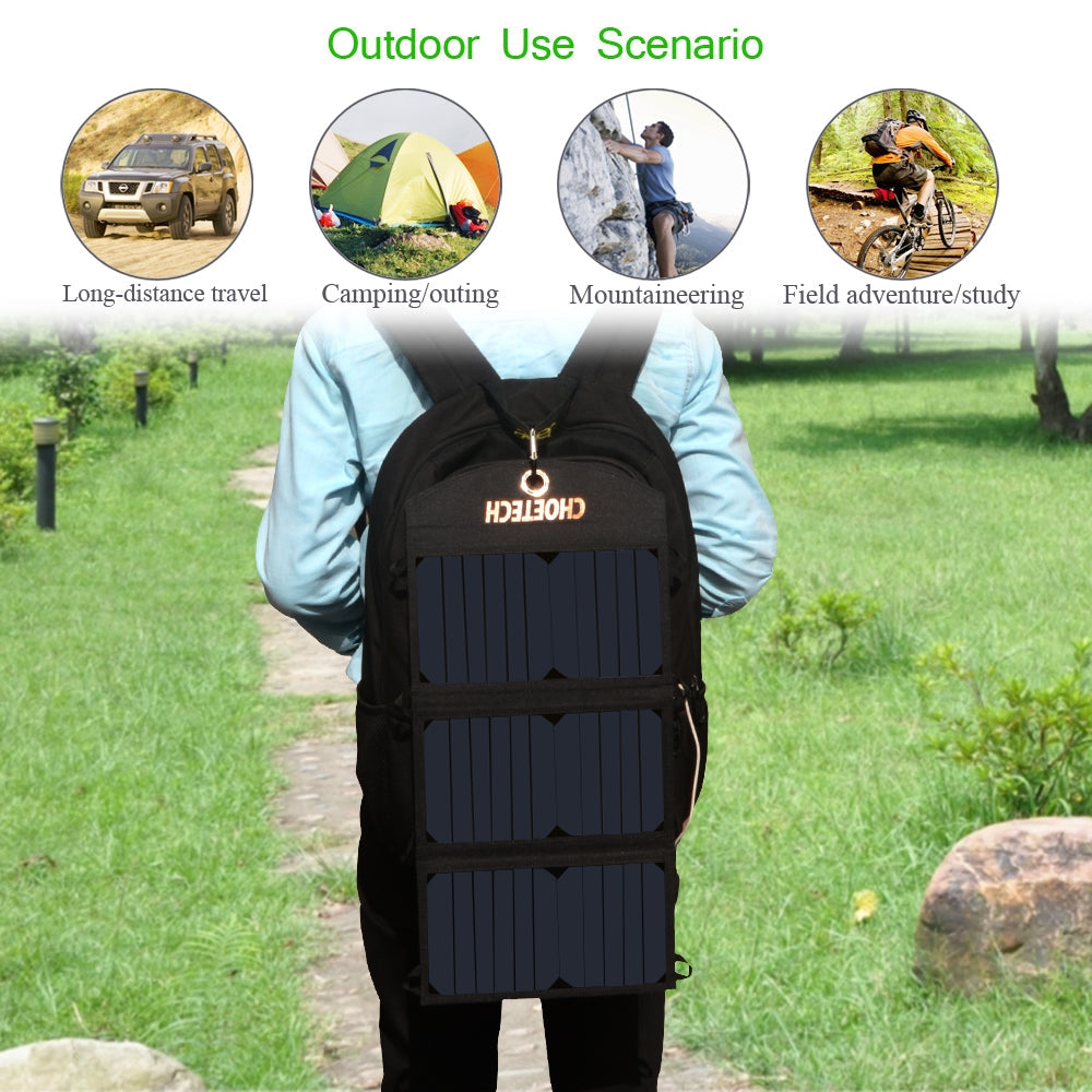 NNEDSZ CHOETECH SC001 19W Portable Solar Panel Charger SunPower Panels Dual USB Charger for Camping/RV/Outdoors