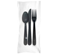 Medium Weight Plastic Cutlery Packets, Knife Fork Spoon [black]