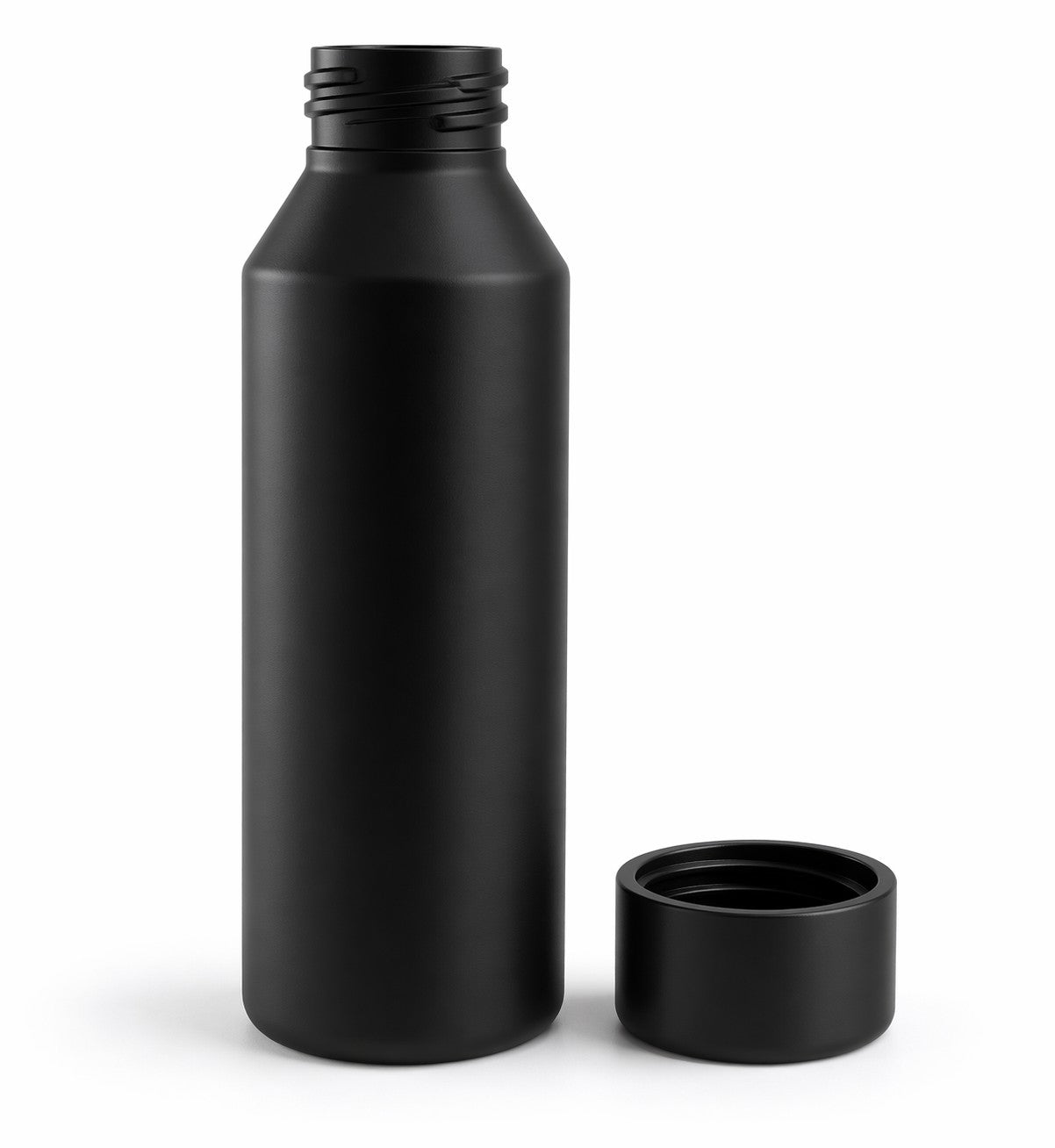 Premium Black Mat Bottle with Screw Bouchon - Waterproof and Durable Container, Minimalist Design, Portable for Travel, Gym and Camping - 230 mm