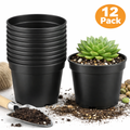 12pcs Traditional Black Round Flower Pots